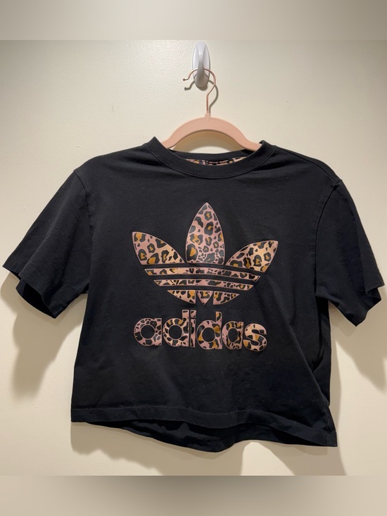 adidas Tops - adidas Black Tee with Leopard Trefoil